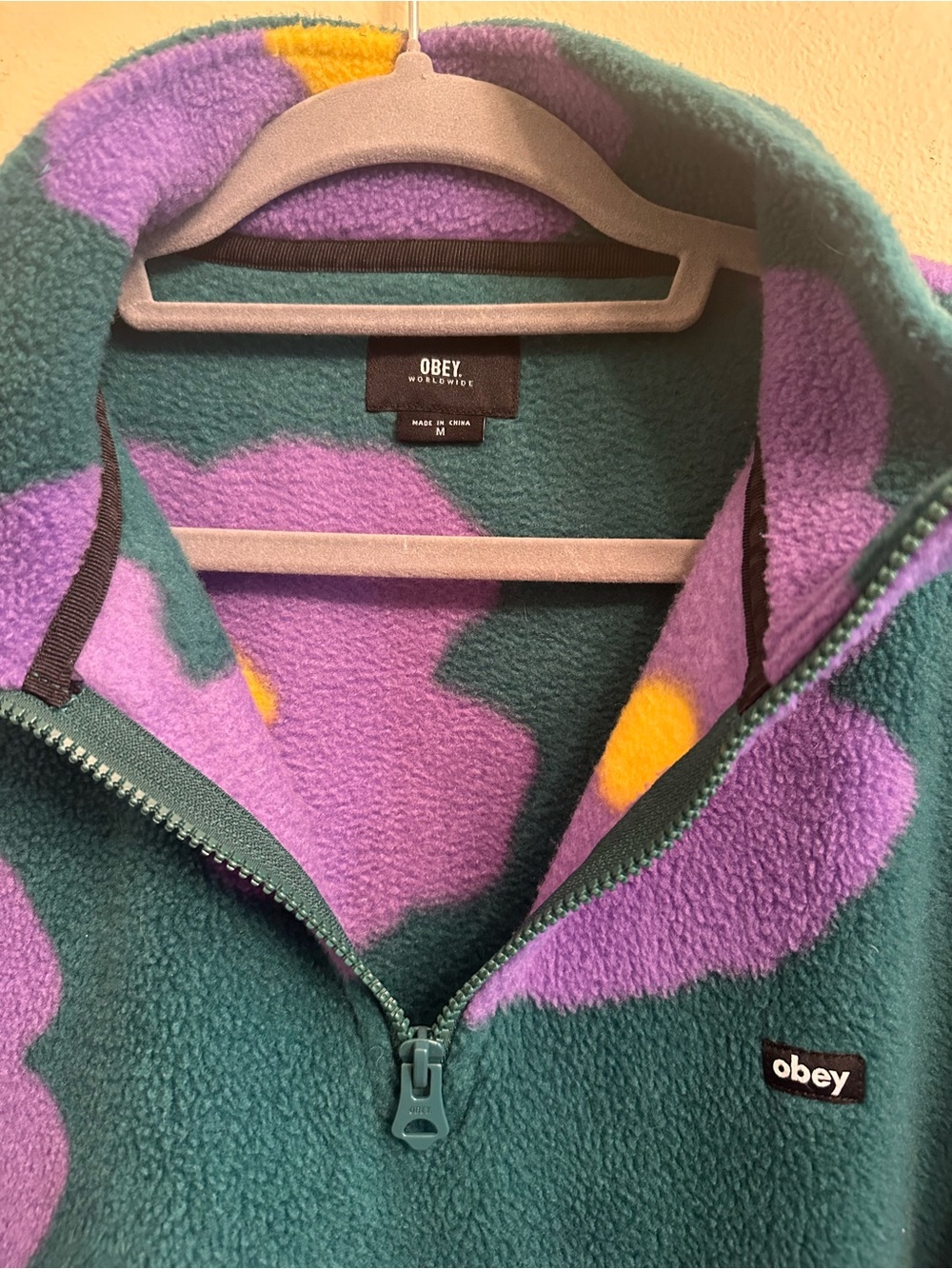 Obey‎ Men’s Streetwear Boho Floral Half-Zip Fleece size Medium - Picture 4 of 13